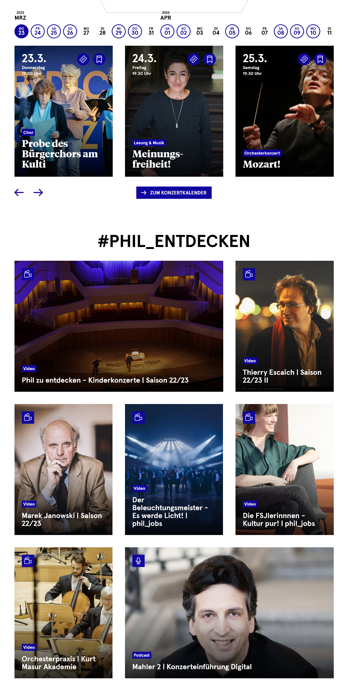 Teaserkacheln auf der Startseite der DDPhil